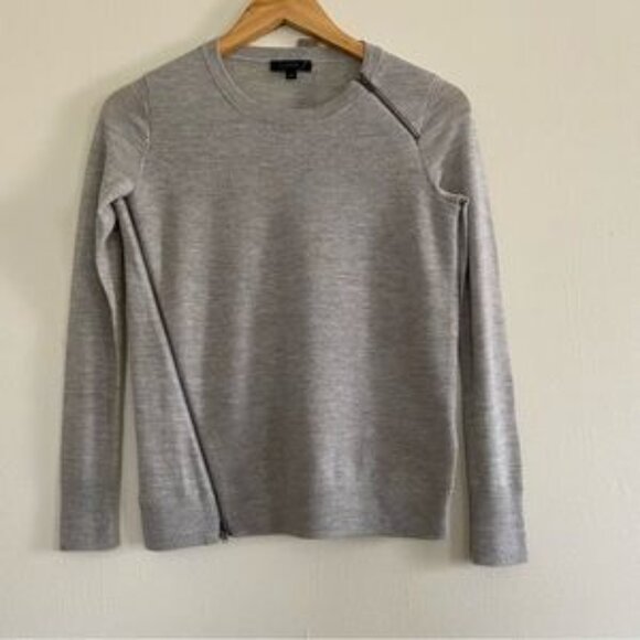 J. Crew Merino Merino Wool Asymmetrical Zip Sweater Grey Women's Size Medium - Picture 1 of 6